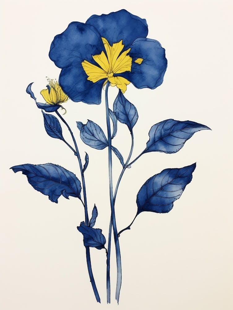 Blue Botanical Evening Primrose