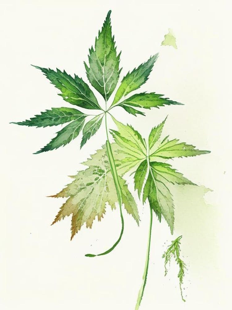 Stinging Nettle Herb Minimalist Watercolour