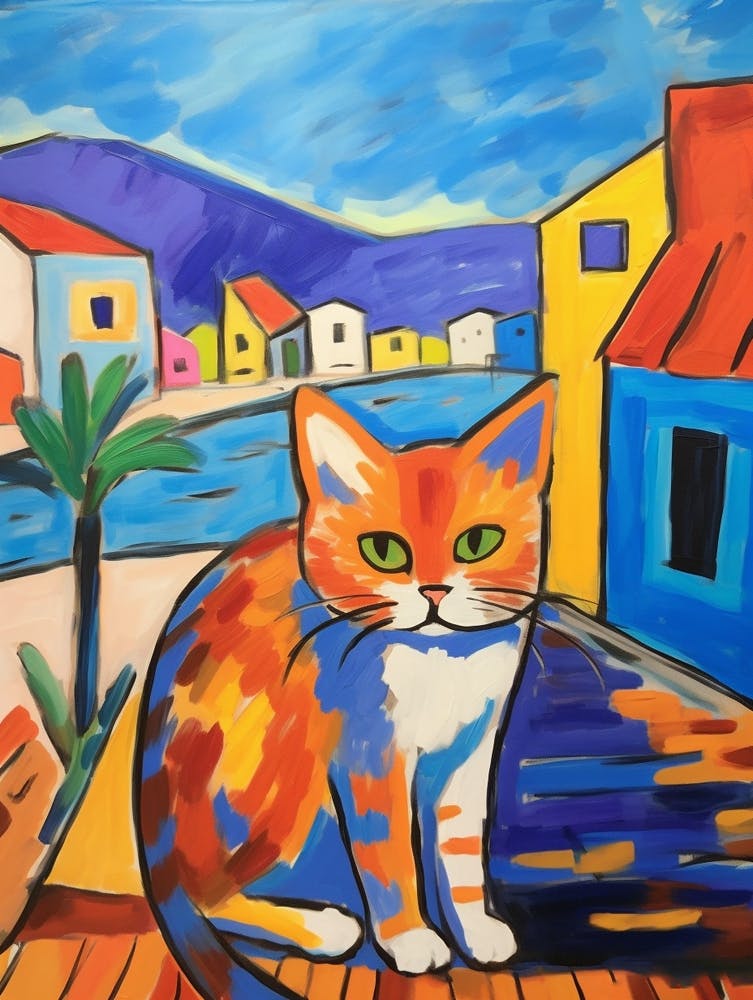Painting Of A Cat In Limassol Cyprus 2