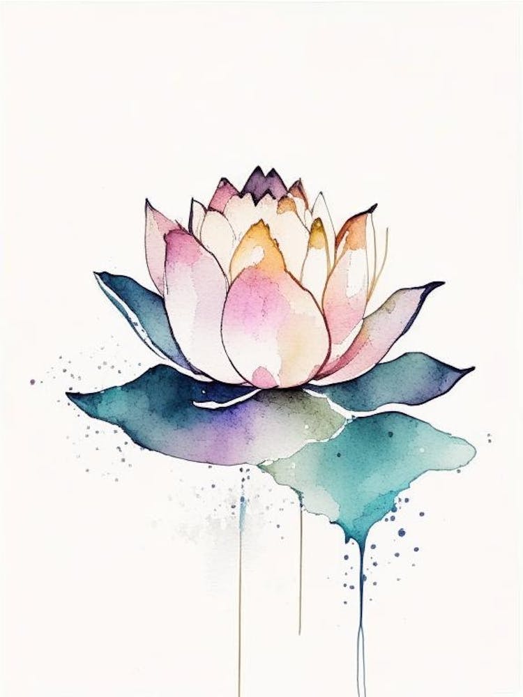 Lotus Flower, Buddhist Symbol Minimal Watercolour 4