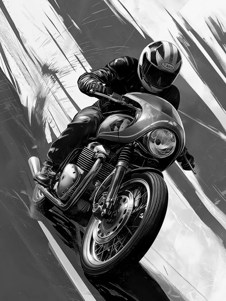 Black And White Motorcycle Drawing