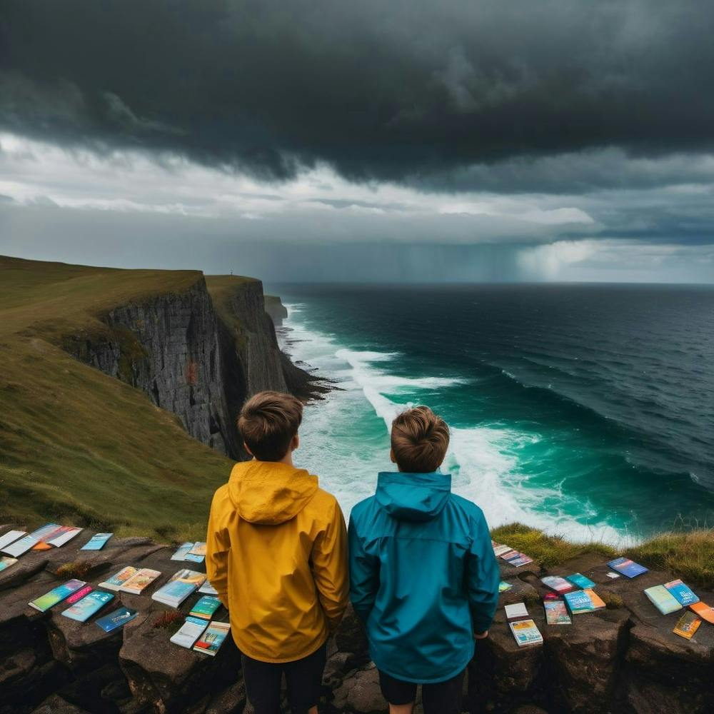 Two Friends Looking At The Ocean