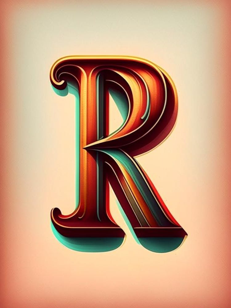 R, Letter, Alphabet Retro Drawing 3
