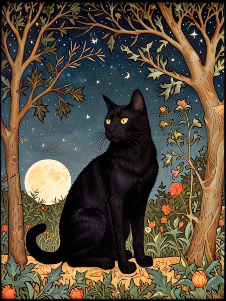 William Morris Black Cat In The Moonlight 27