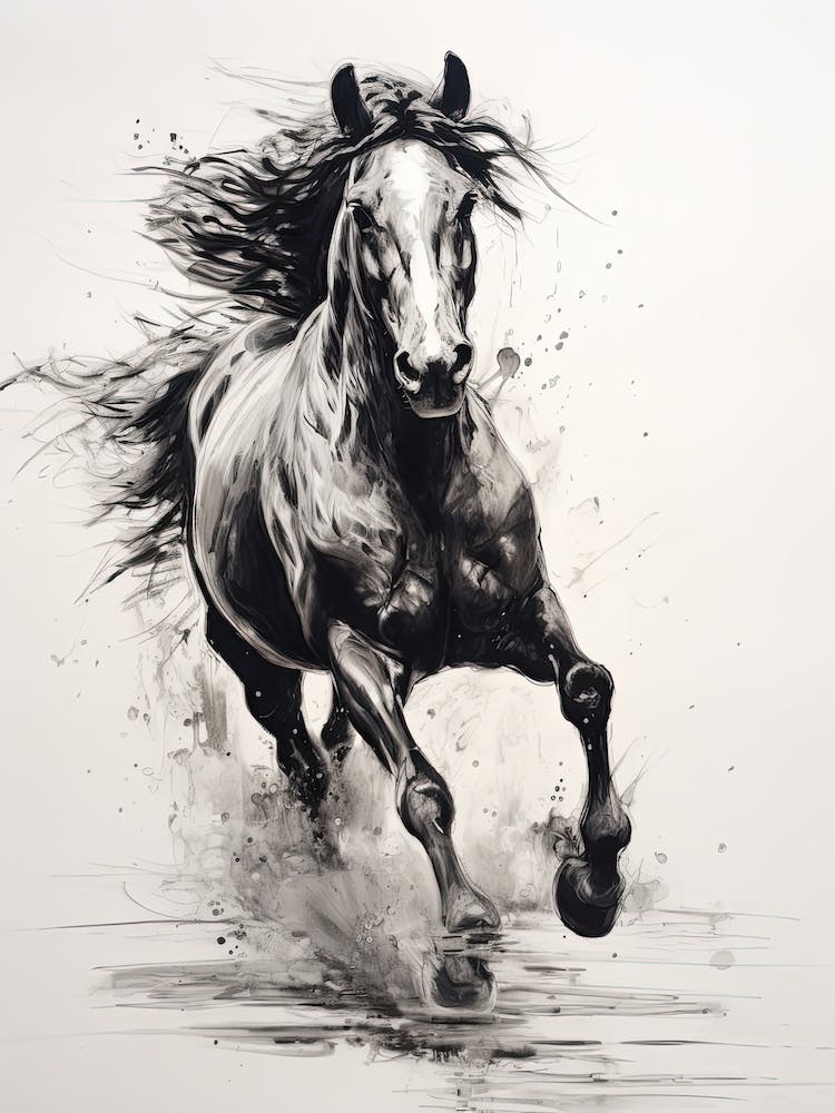 A Horse Painting In The Style Of Monochrome Painting 3