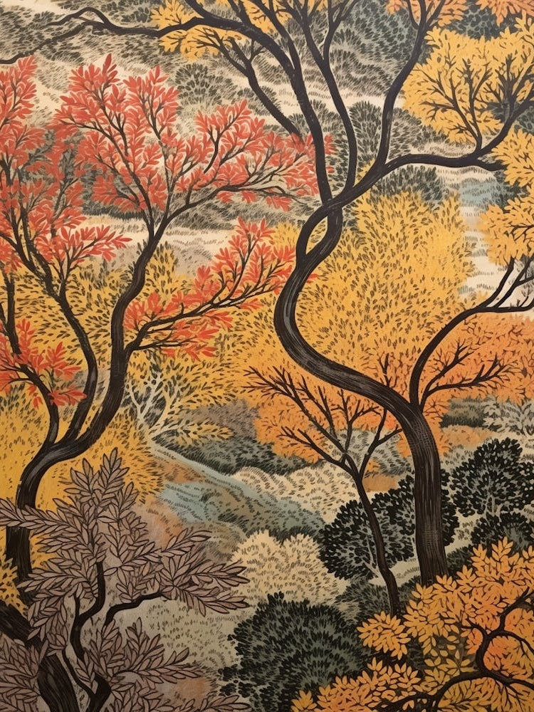 Black Willow 5 Vintage Autumn Tree Print 