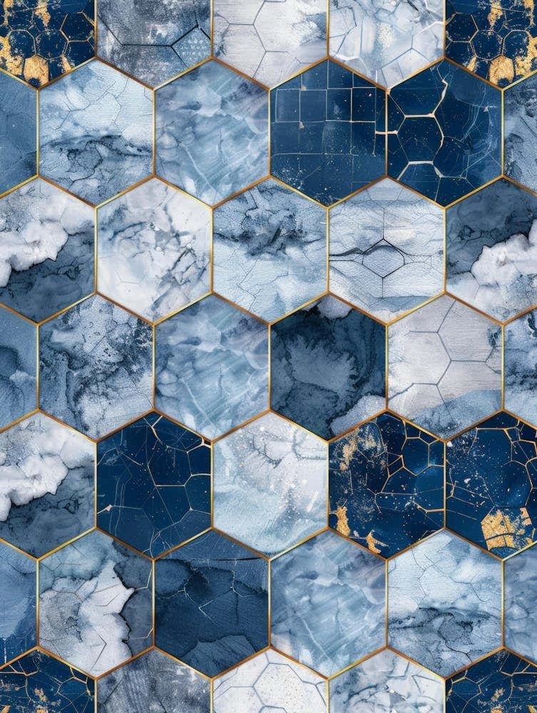 Blue And Gold Marble Pattern 1