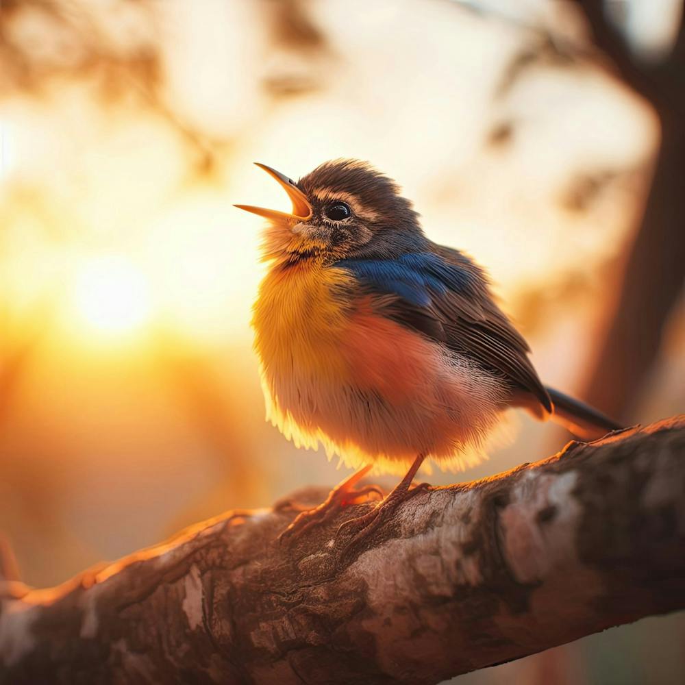 Bird Singing At Sunset