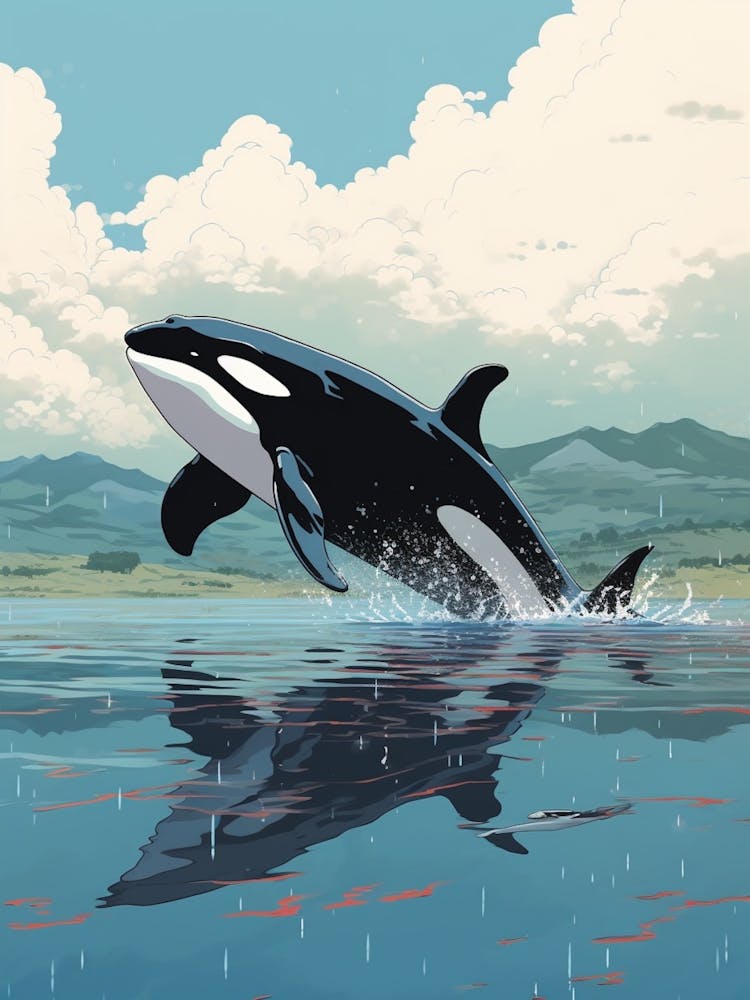 Modern Blue Graphic Design Style Orca Whale  2