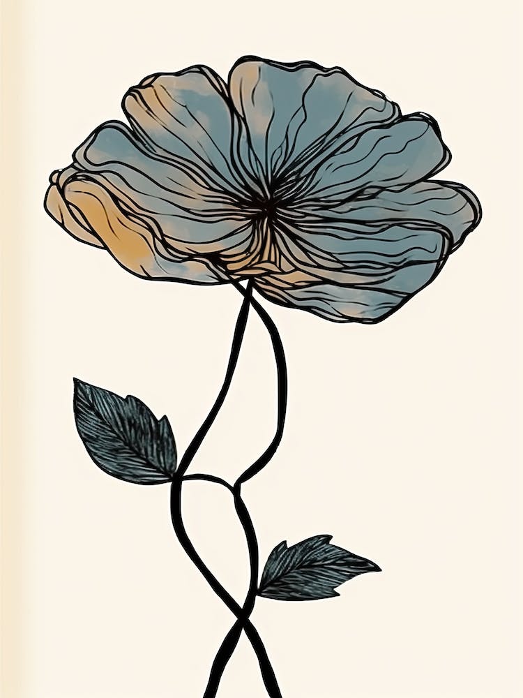 Line Art Marigold Flowers Illustration Neutral 18