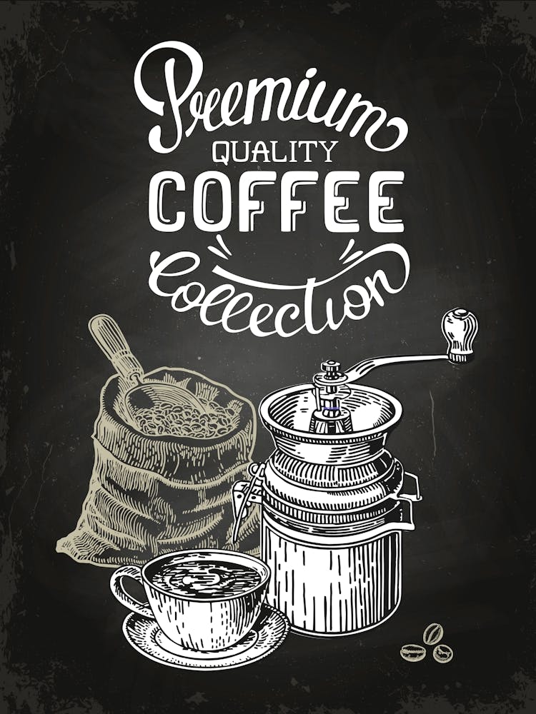 Premium Quality Coffee Collection — Coffee poster, kitchen print, lettering