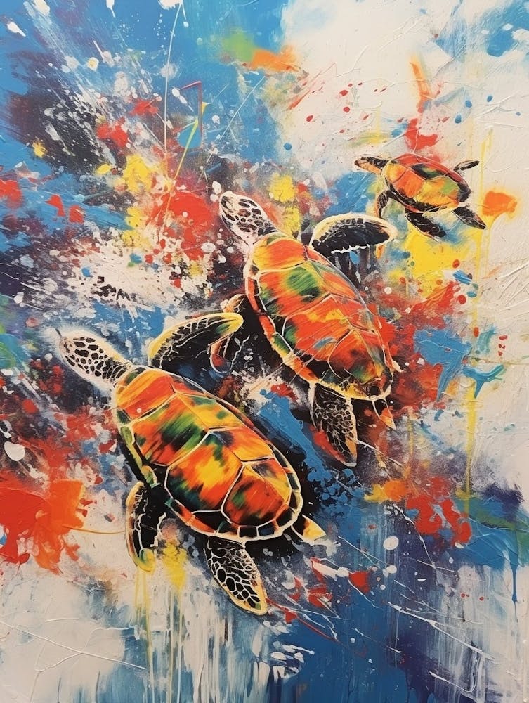 Turtles Abstract Expressionism 3