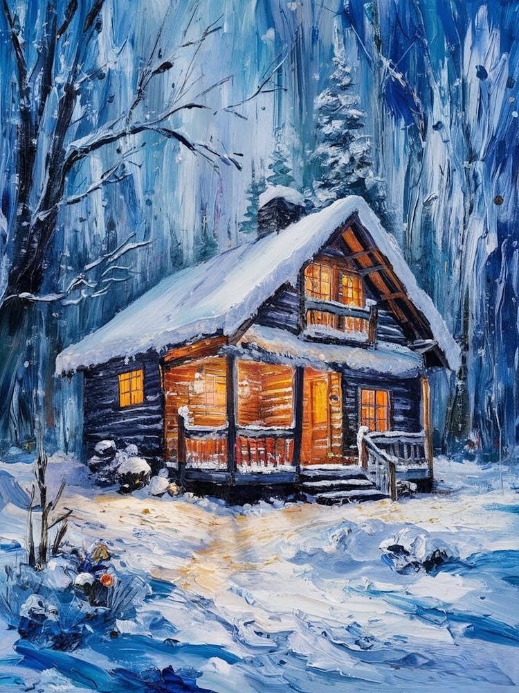Winter Cabin In The Woods