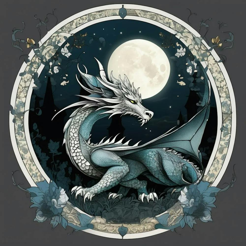 Blue Dragon in the moonlight