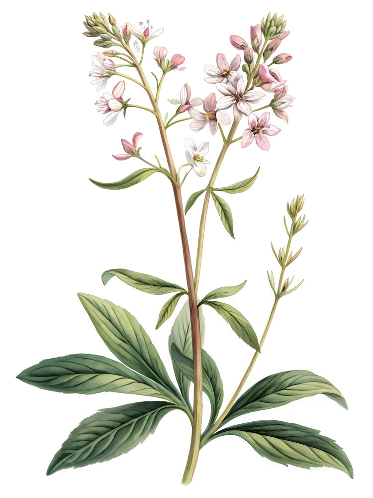 Minimalistic Wildflower Stem Oil Painting Style
