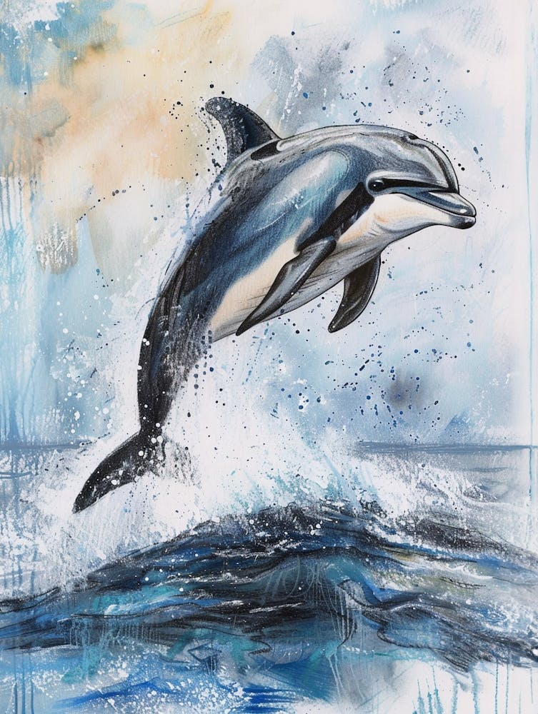 Delfin Pastell-Aquarell 3