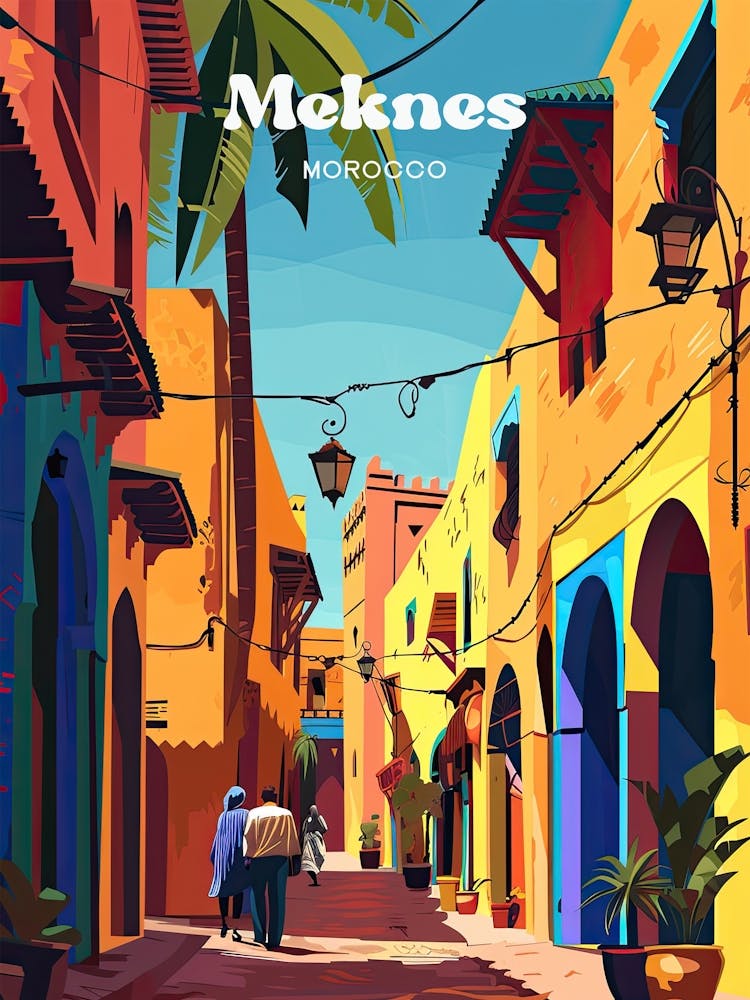 Meknes Morocco Streetview Travel Art