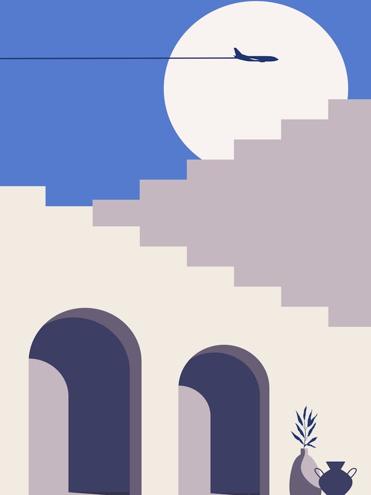 Ägäische Insel. Boho, Boho-Dekor: Ägypten, Marokko Nachtposter. Mond