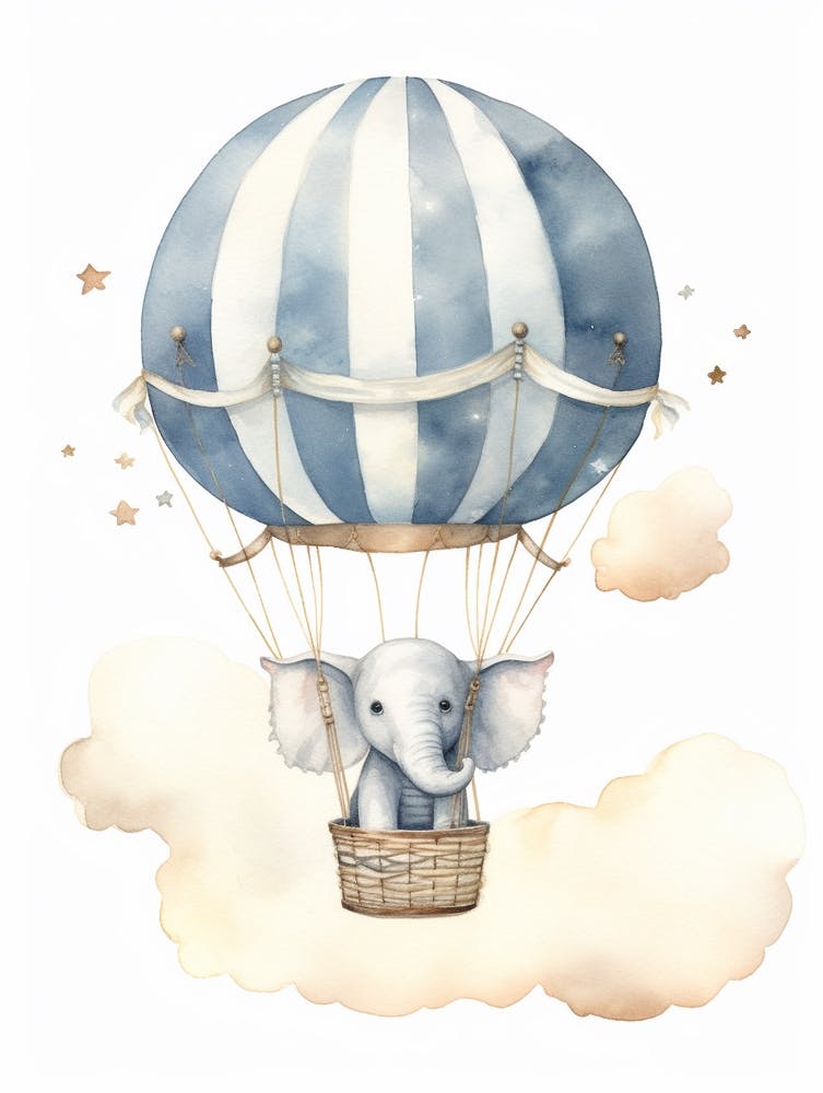 Baby Elephant 1 In A Hot Air Balloon