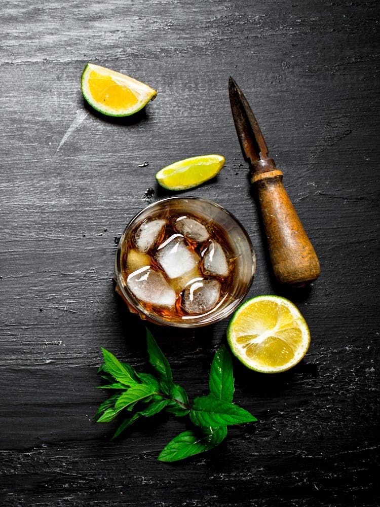 Rum, lime and mint — Food kitchen poster/blackboard, photo art
