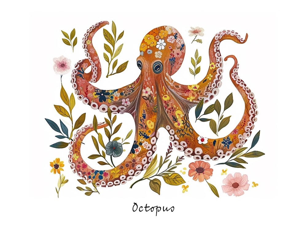 Little Floral Octopus 1 Poster