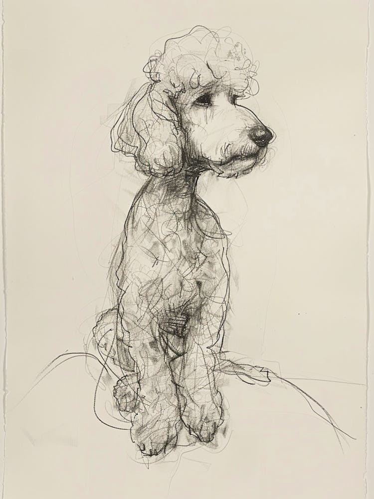Poodle Dog Charcoal Line 3