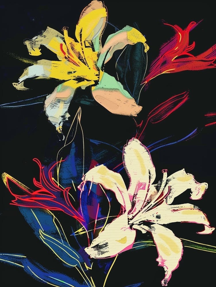 Neon Flowers On Black Veronica