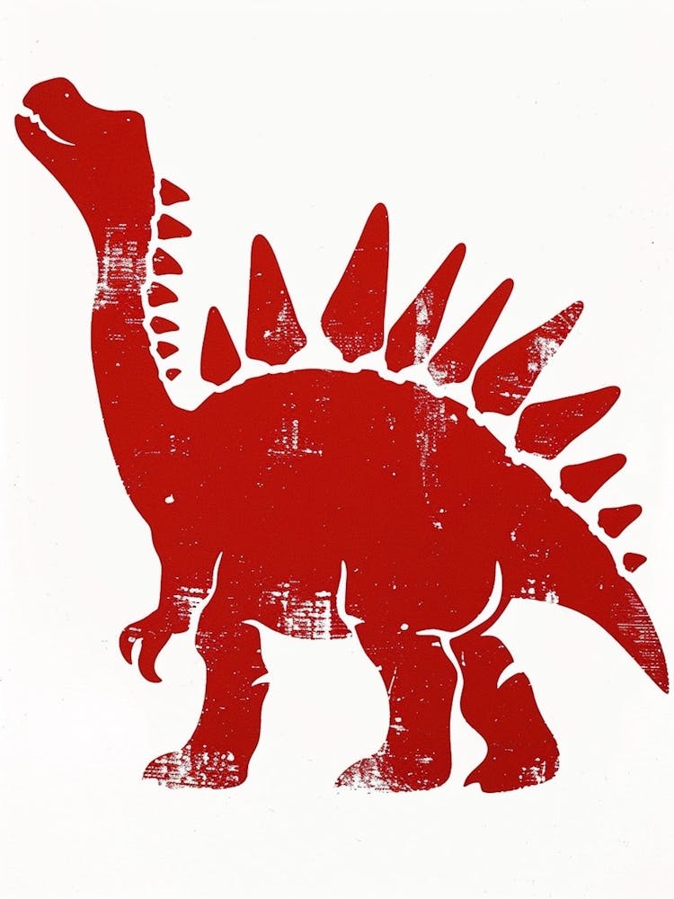 Red Stegosaurus Dinosaur Silhouette 2