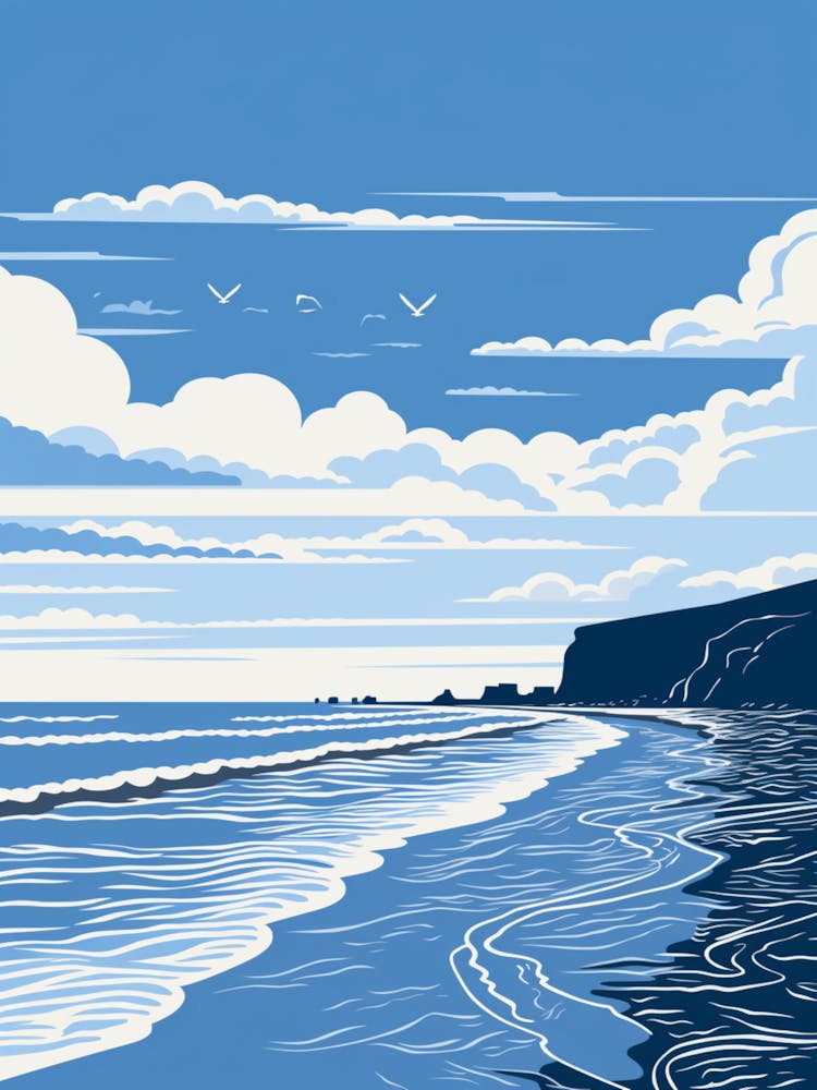 A Screen Print Of Croyde Bay Beach Devon 4