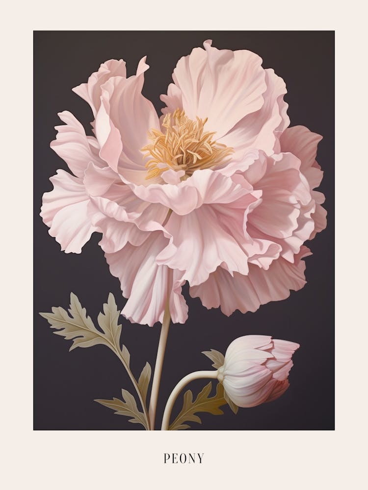 Floral Illustration Peony 2 Poster