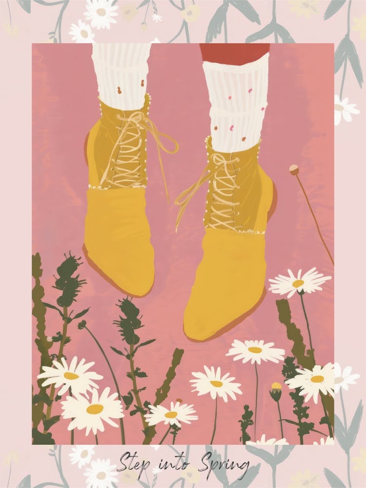 Step Into Spring Woman Yellow Shoes With Flowers 5