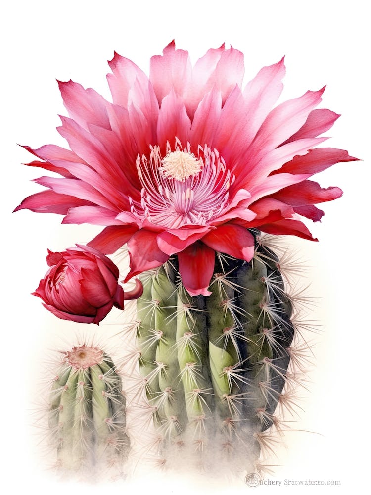Echinocereus Cactus Watercolour Drawing 4