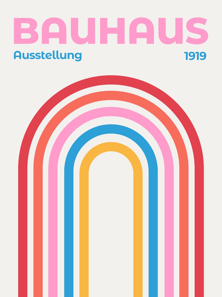 Bauhaus Rainbow Arch, Mid century, boho, colorful, cool, tiles, groovy, funky, European, french, contemporary, museum, vintage, retro, pop art, abstract