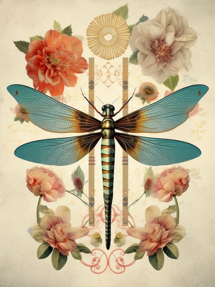 Dragonfly Botanical Vintage Illustration 5