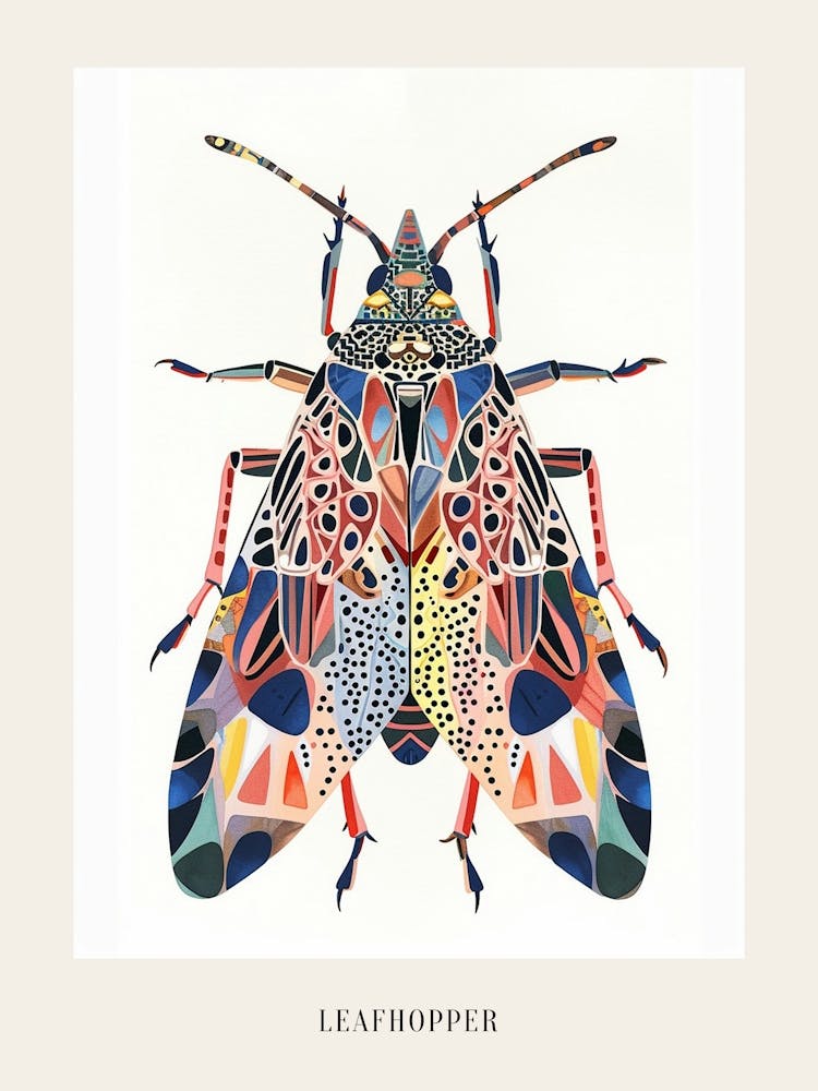 Bunte Insektenillustration Zikade 1 Poster