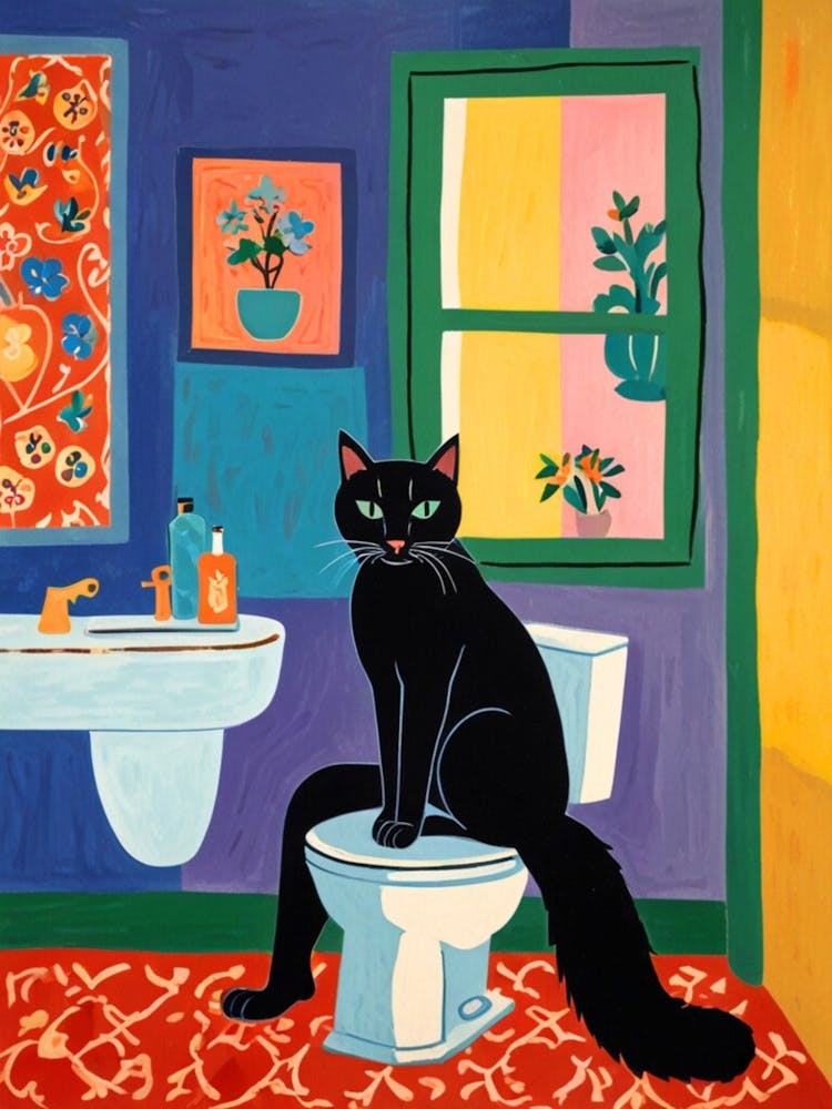 Black Cat In Bathroom 1