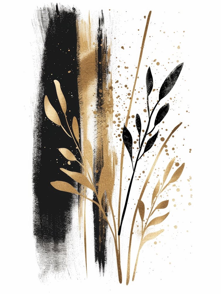 Gold And Black Abstract Painting 8