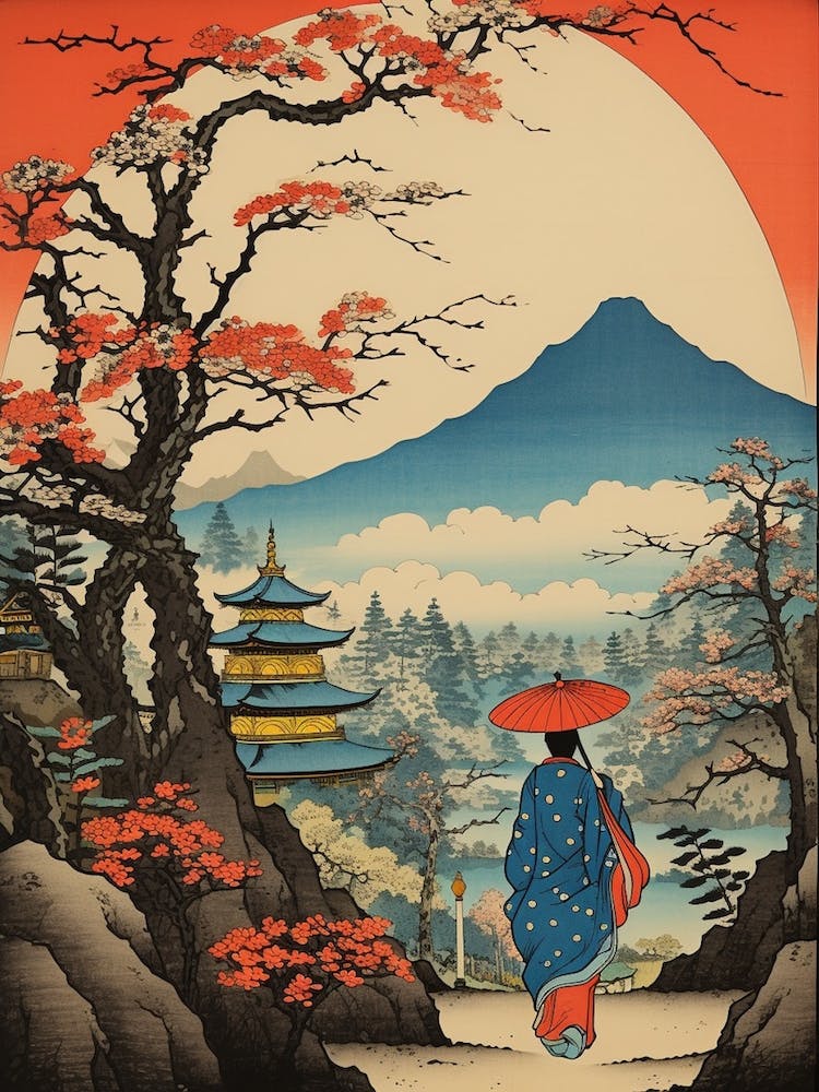 Mount Fuji, Japan Vintage Travel Art 2