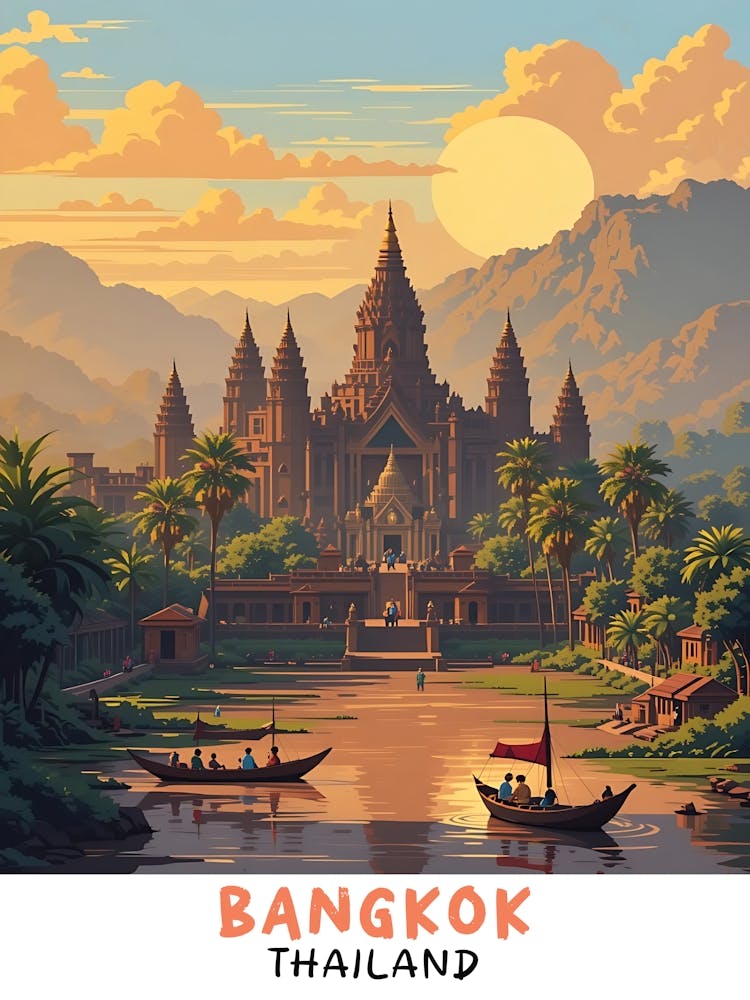 Bangkok - Thailand Vintage Travel Poster 9
