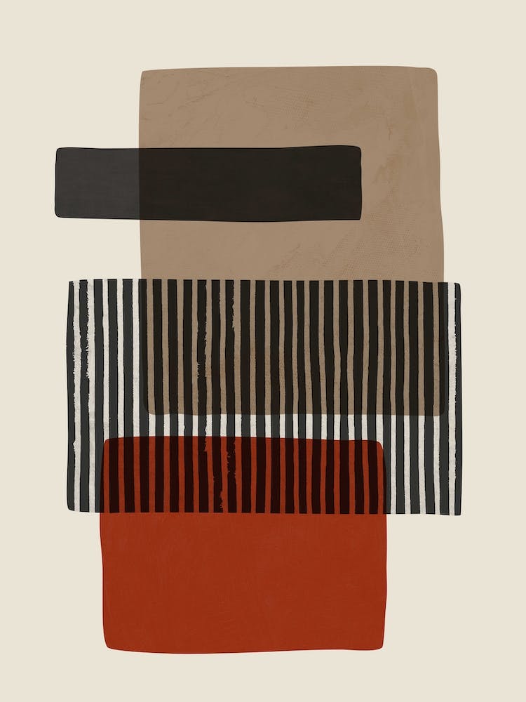 Abstract Burnt Orange Beige Gray Black