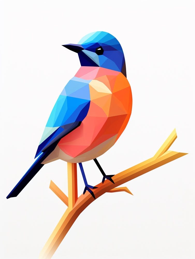 Colourful Geometric Bird Eastern Bluebird 1