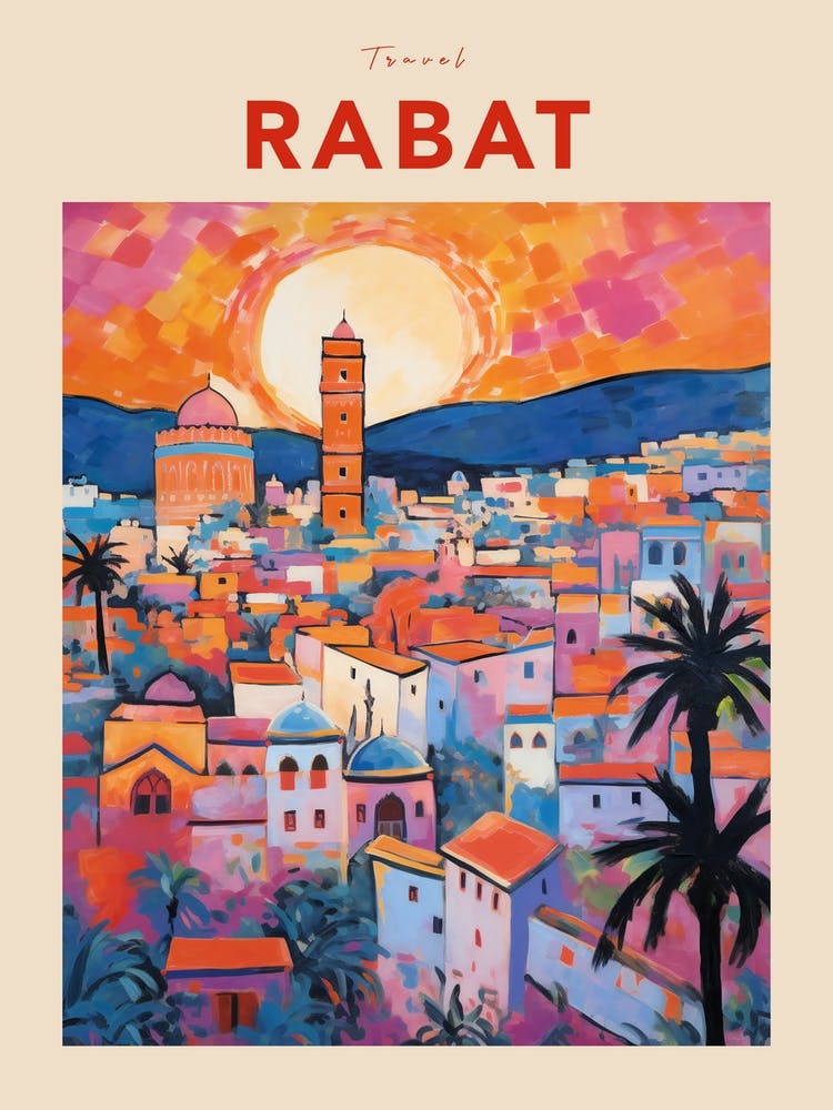 Rabat Morocco Fauvist Travel Poster