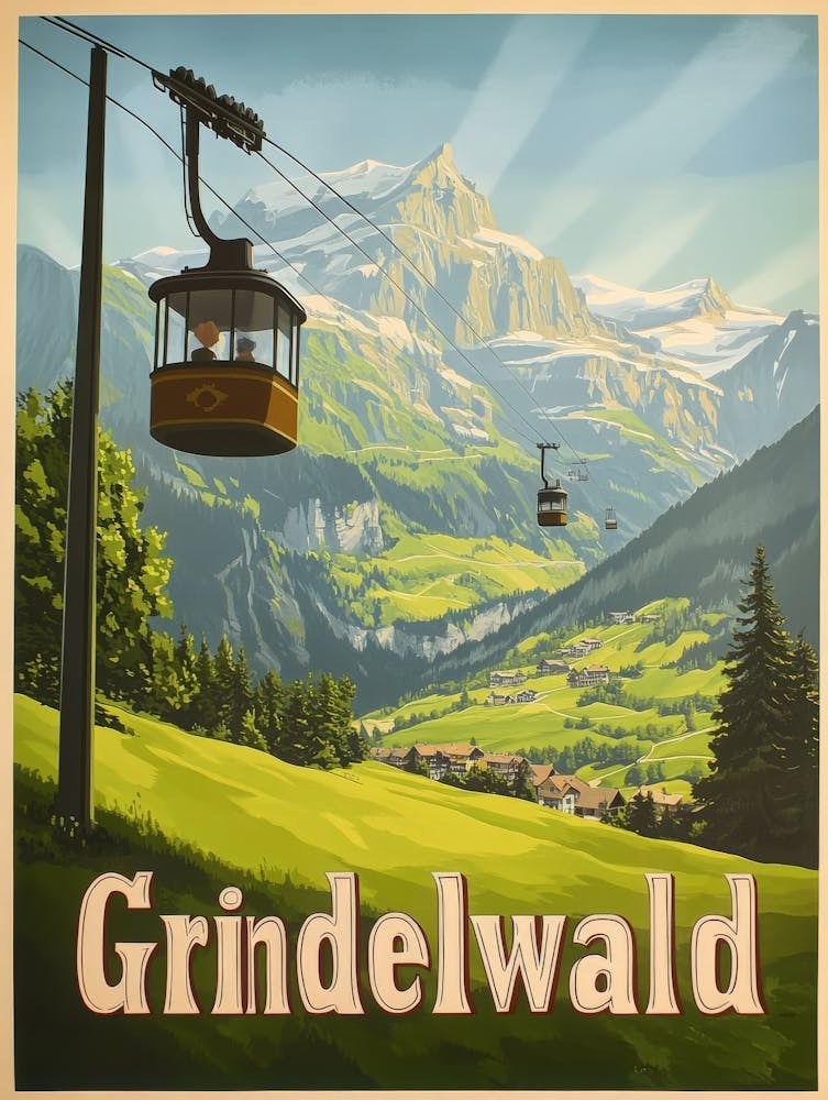 Aihrgdesign Une Affiche De Voyage Moderne Du Milieu Du Siècle Pour Grindelwald