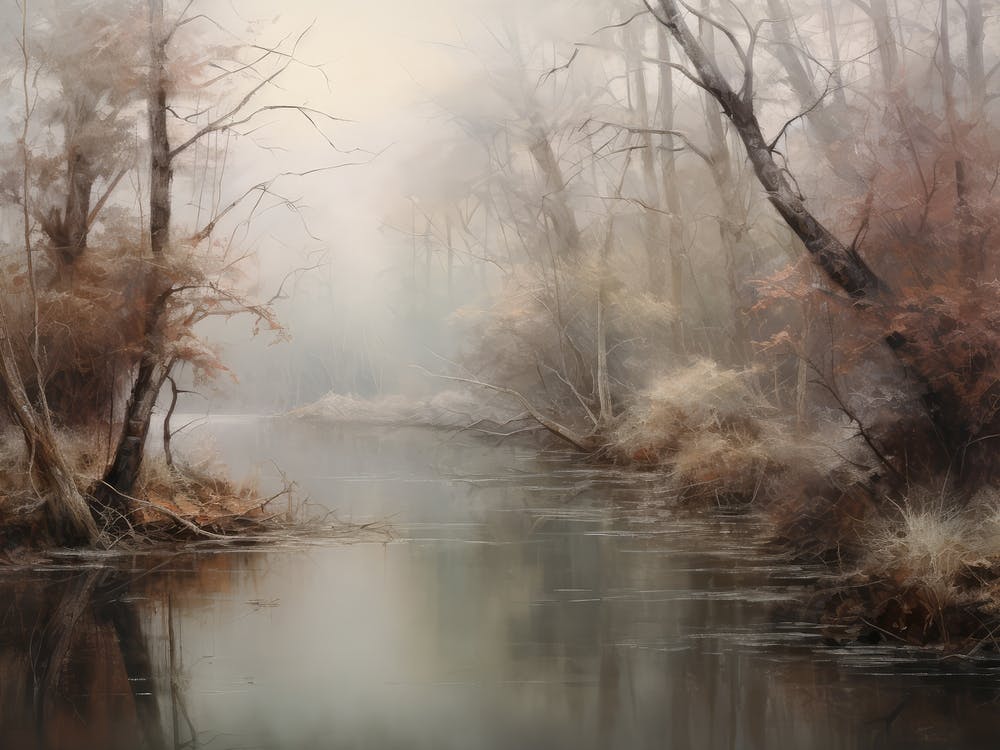 Vintage Autumn Forest Creek