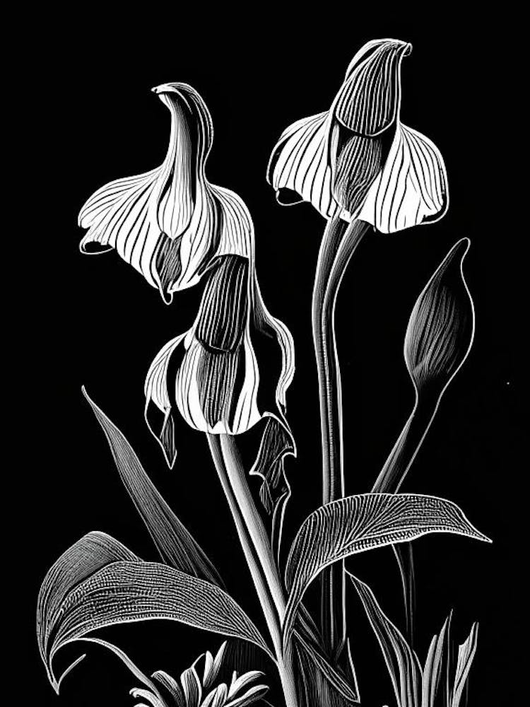 Lady's Slipper Wildflower Linocut