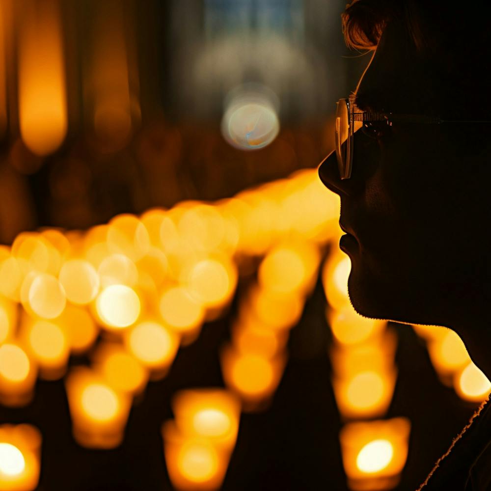 Silhouette Of A Person In Front Of Candles