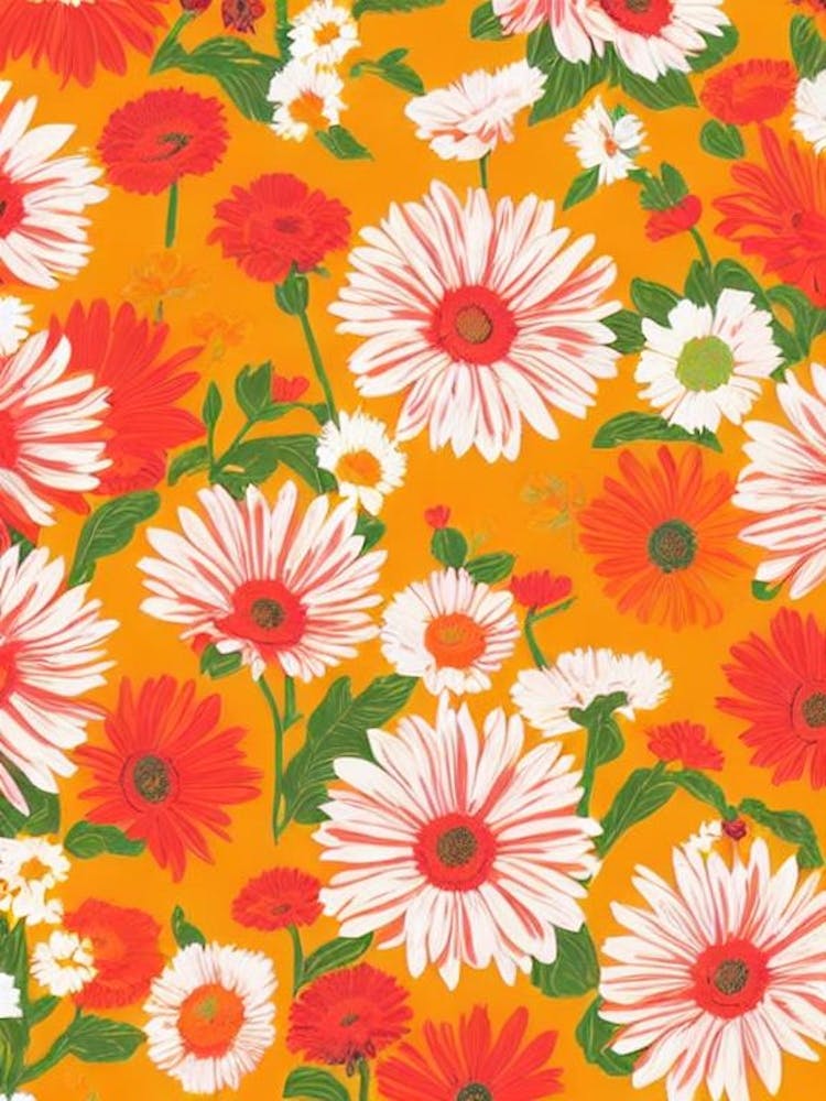 Gerbera Blumendruck Retro-Muster 1 Blume