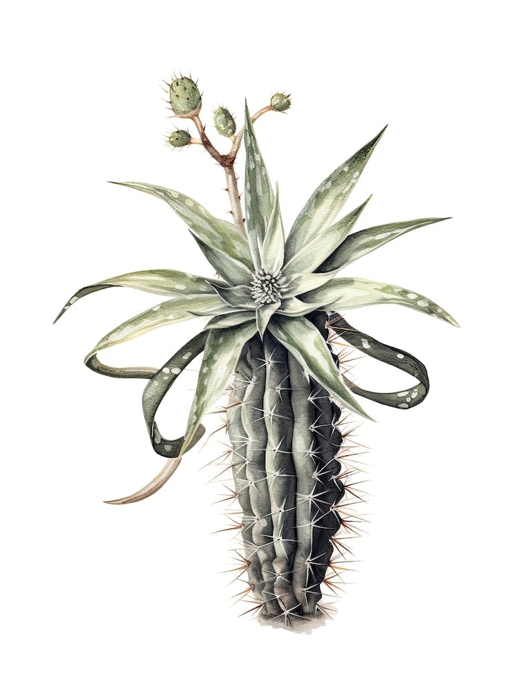 Zebra Cactus Watercolour Drawing 3