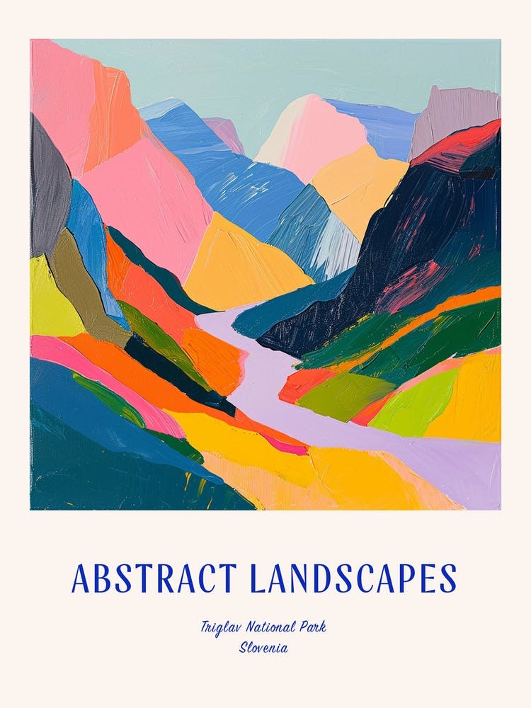 Colourful Abstract Triglav National Park Slovenia 1 Poster Blue