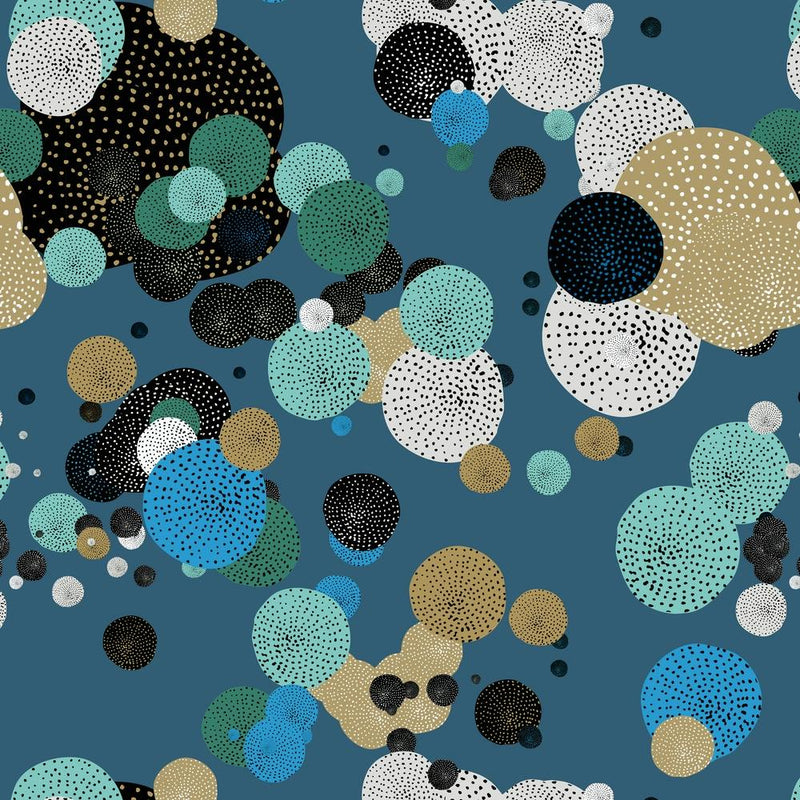 Oriental Circle Texture Dark Blue Square